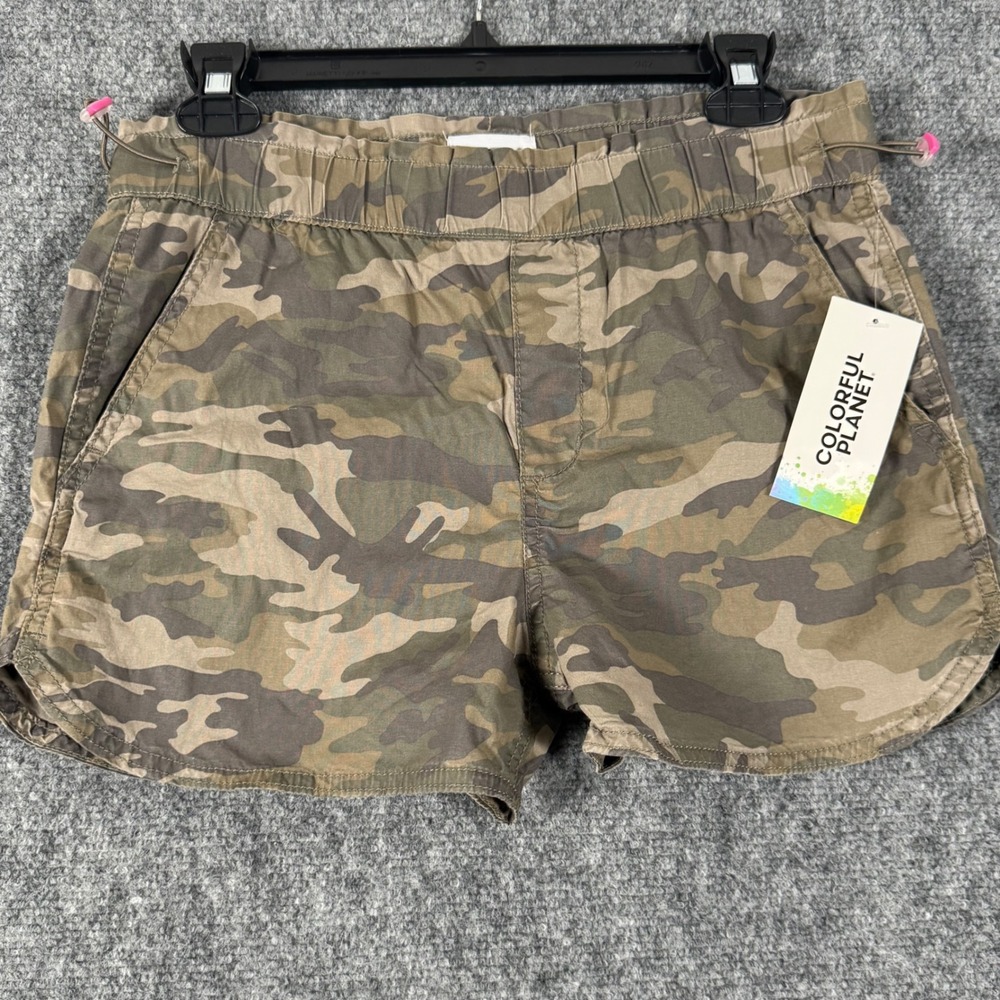 Colorful Planet Camo Shorts Elastic‎ Waist Casual Comfy XXL Camping Scout Summer